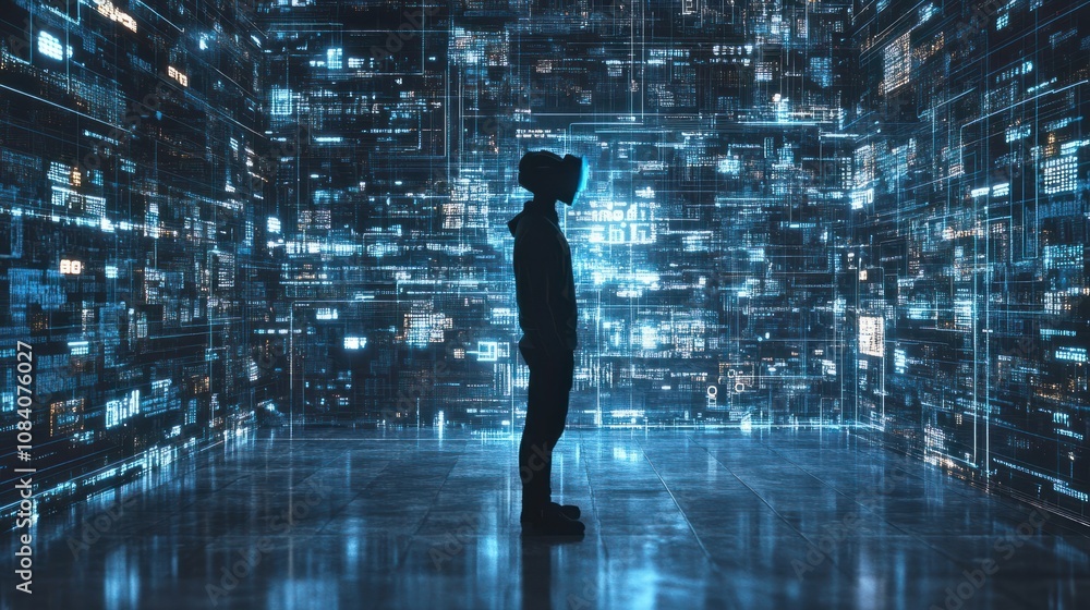 Poster digital transformation change management, internet of things. new technology bigdata and business pr