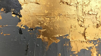 Obraz premium Closeup of black and gold textured paint.
