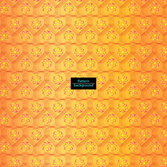 Elegant seamless background pattern with hearts and flowers in orange and yellow colors