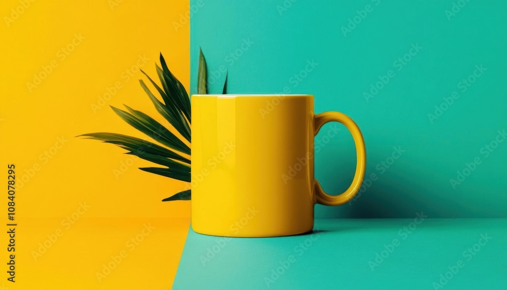 Poster highresolution mug mockup with front view and customizable color options, focus cover all object, de