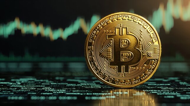 Exploring bitcoin's golden future in a digital landscape cryptocurrency insights virtual realm visual art futuristic perspective