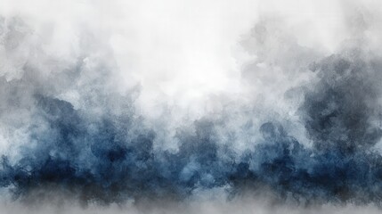 Obraz premium Abstract watercolor clouds in shades of gray and blue, creating a moody atmosphere.