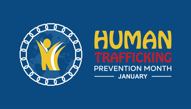 National Human Trafficking Prevention Month observed each year during January. People Awareness  concept . Vector template for banner, greeting card, poster with background.