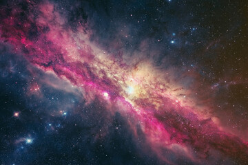 Obraz premium Majestic cosmic dance of vibrant nebulas and sparkling stars in a breathtaking universe at night