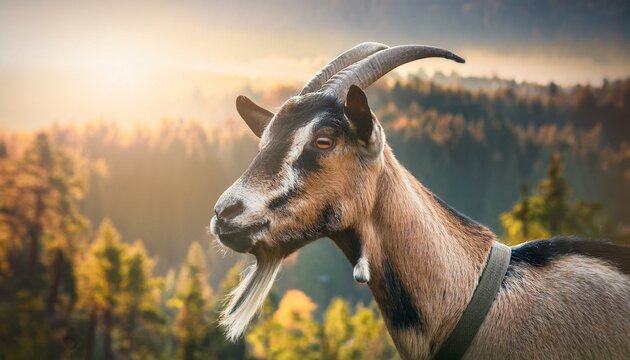 Una cabra en medio del bosque, foto en primera persona