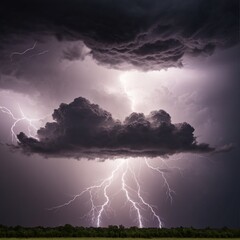lightning in the sky with dark clouds background 
