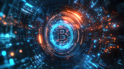 Obraz premium Technology background for Bitcoin, digital currency, Concept background for cryptocurrency, stock and finance, virtual money illustration