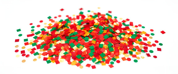 Obraz premium red and green confetti on a white background