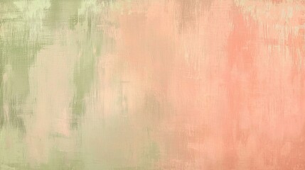 Obraz premium Green and peach colored abstract painted canvas texture background creates a soft and elegant backdrop, perfect for various design projects