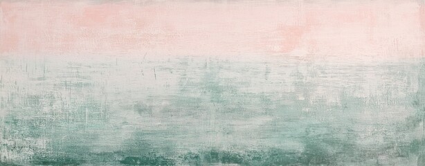 Fototapeta premium Soft pink and green hues blend seamlessly in an abstract painting, creating a serene and calming atmosphere with a textured, layered effect