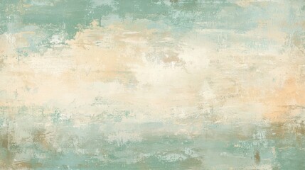 Obraz premium Beige and green brushstrokes blend together creating a soothing abstract painting background, perfect for adding a touch of calm and serenity to any project