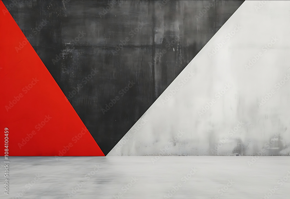 Poster red color background white wall with grey and red colors in the style of 8k resolution mosscore pure