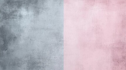 Fototapeta premium Gray and pastel pink painted concrete wall creating a striking two-tone textured background, ideal for design and creative projects
