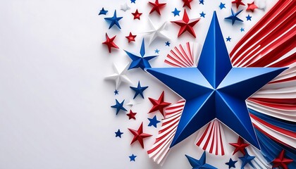Fototapeta premium Celebrating American independence with a vibrant 3D red and blue design featuring stars and_1(379)