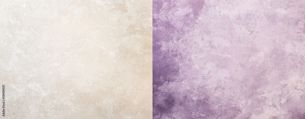 Aufkleber concrete textured wall painted in two colors, beige and purple, split vertically in the middle, crea