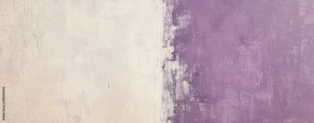 Poster purple and beige paint is blending together, creating a gradient effect on a minimalist painted back