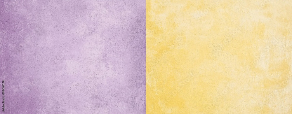 Poster two-tone textured background featuring purple and yellow halves, creating a visually appealing split
