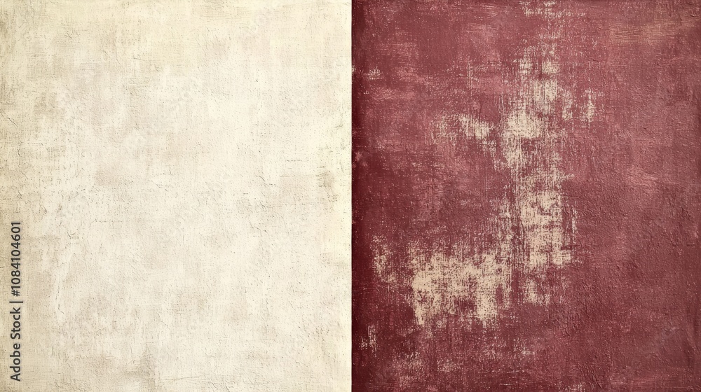 Poster white and red painted wall depicting division, creating a striking grunge background texture, perfec
