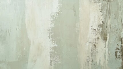 Obraz premium Textured abstract painting in shades of green, white, and gray, perfect for modern decor. Brushstrokes and patterns create a contemporary feel, ideal for wall decoration or backdrops