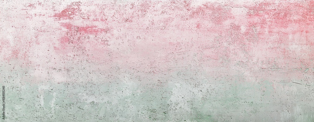 Poster pink and green paint colors blend together on a textured wall, creating a beautiful gradient effect 