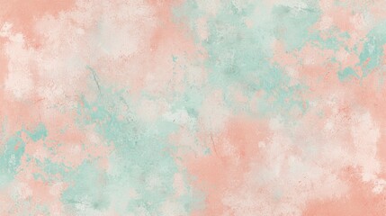 Fototapeta premium Peach and turquoise watercolor painting background texture features white splashes and brush strokes, creating a beautiful and artistic backdrop