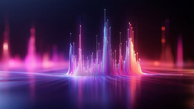 Vibrant 3D Scatter Plot with Glowing Data Visualization