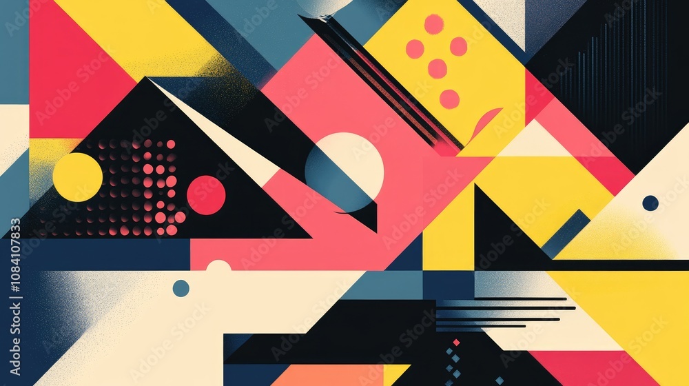 Poster Abstract geometric pattern with vibrant colors and shapes.