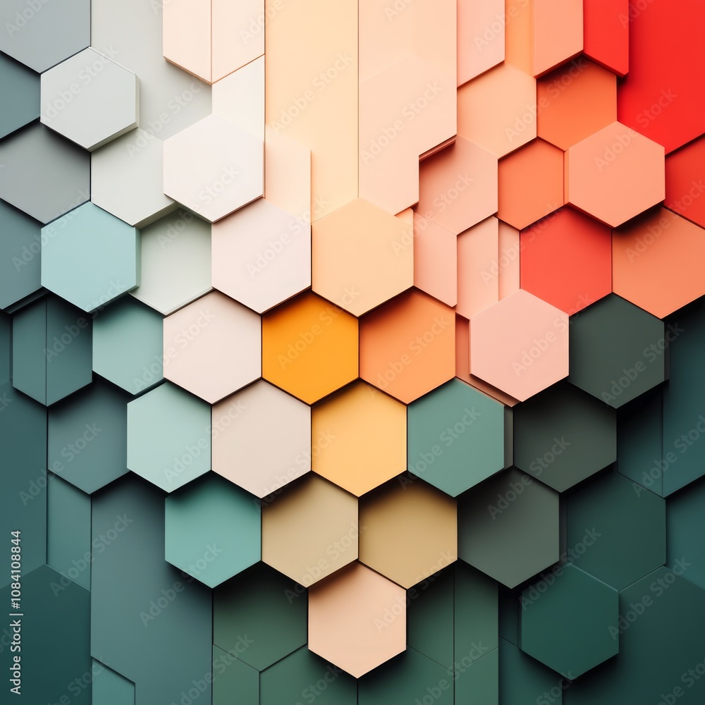 Poster abstract background of colorful hexagonal shapes.