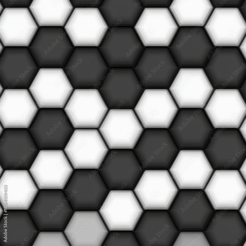 Poster abstract black and white hexagonal pattern background.