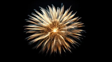 Obraz premium Cheap beautiful large fireworks, white-yellow, in the night sky, background texture