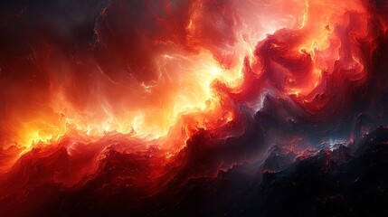 Fiery abstract nebula, cosmic inferno.