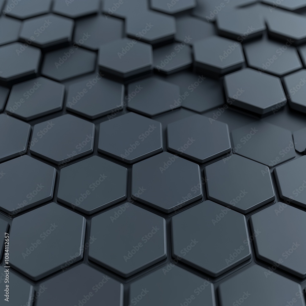 Poster abstract geometric pattern of hexagonal shapes in shades of gray.