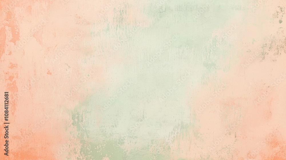 Poster peach and green hues blend seamlessly in this abstract background, creating a soft pastel effect, pe
