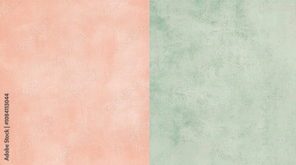 Poster modern split background in peach and green with a subtle gradient, perfect for web design, branding,