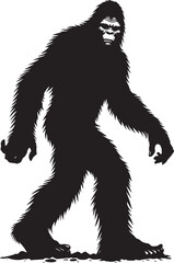 Fototapeta premium Giant Bigfoot Yeti silhouette vector illustration isolated on white background