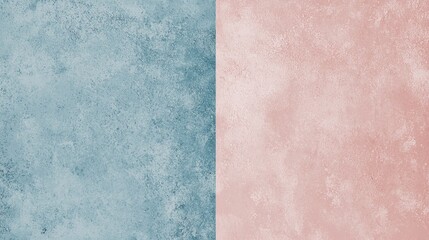 Fototapeta premium Dusty blue and pastel pink textured backgrounds create a split screen effect, offering a visually appealing backdrop for various design projects