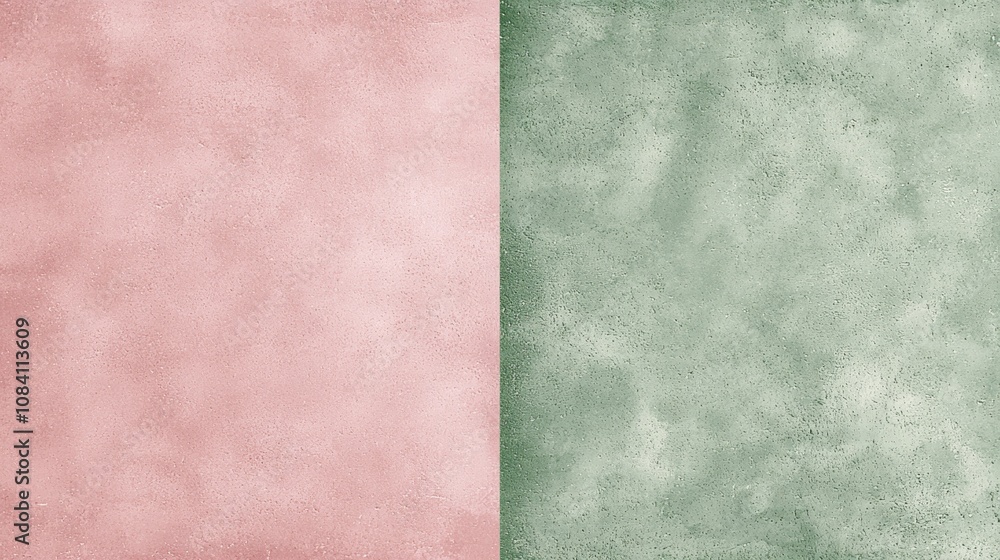 Poster modern background featuring a split concrete wall, showcasing a harmonious blend of pink and green h