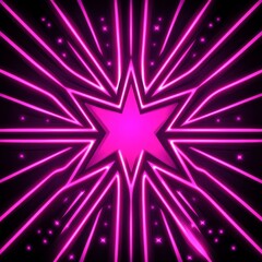 Abstract glowing star burst background with neon pink rays.