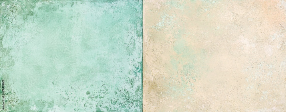 Poster green and beige background with a textured surface, creating a vintage and elegant design, perfect f