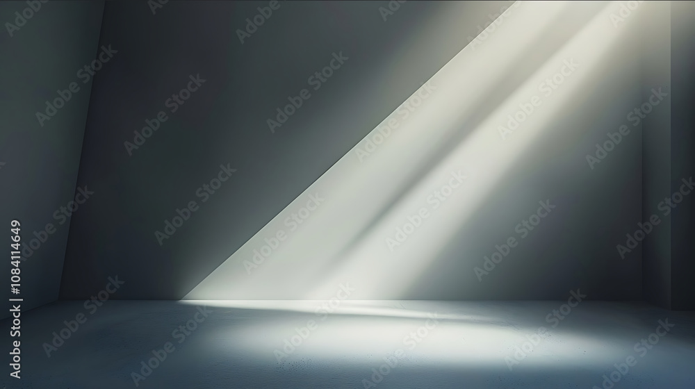 Poster a realistic photo studio background for a model shoot featuring a sleek modern design with a spotlig