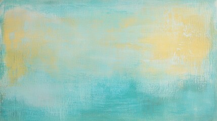 Fototapeta premium Turquoise and yellow brush strokes blend on canvas, creating a textured abstract painting background with a gradient effect, perfect for artistic projects