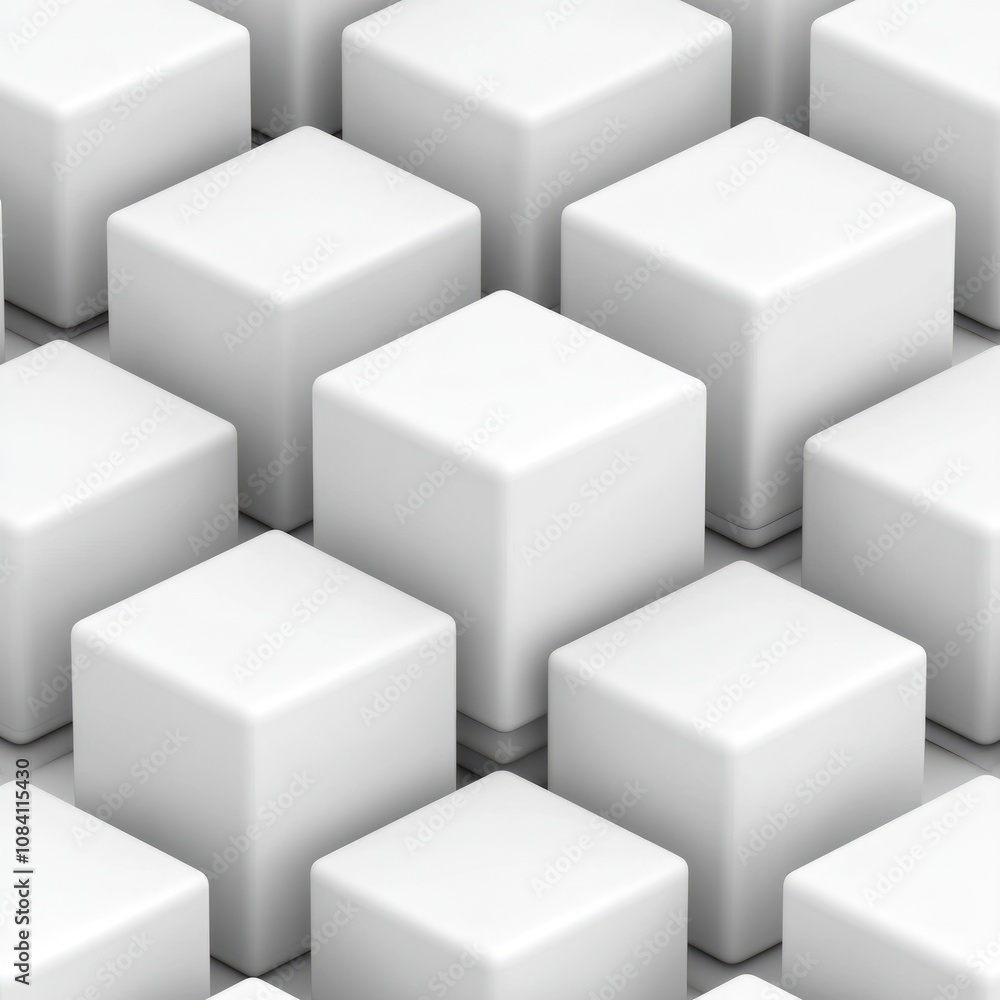 Poster Abstract pattern of white cubes in a repeating pattern.
