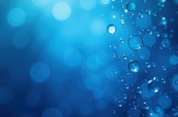 Blue abstract background with round bokeh circles, blurred