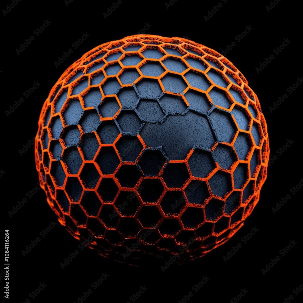 Poster abstract sphere with honeycomb pattern.