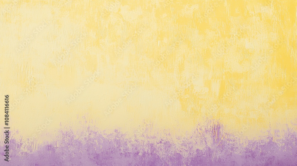 Poster yellow and purple painted wall background texture featuring visible brush strokes and a gradient eff