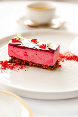 Sakura dessert with cherry marshmallow, white chocolate and ice cream