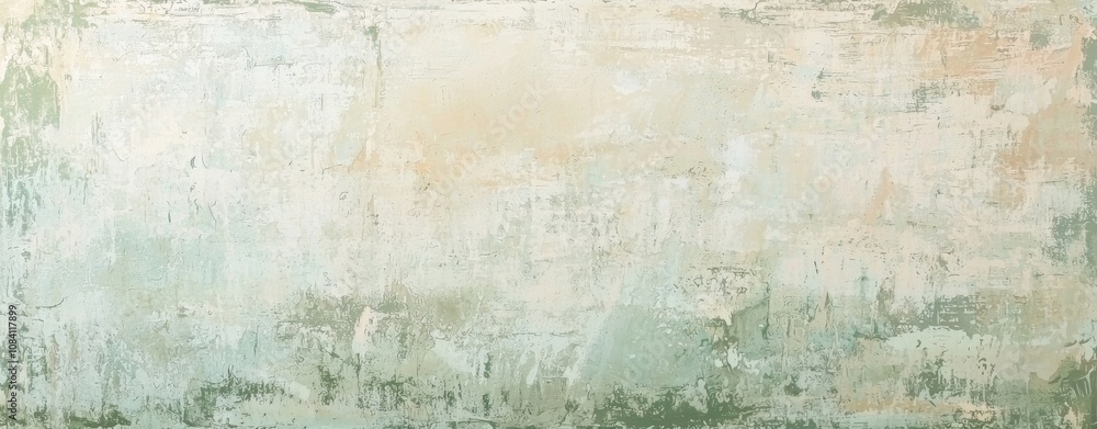 Poster wide, textured backdrop featuring a blend of green and beige hues, creating an abstract painting eff