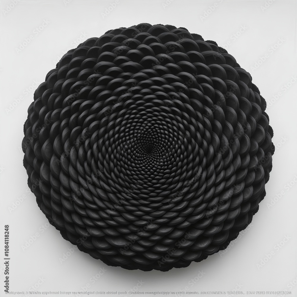 Poster black and white abstract spiral pattern with a 3d effect.