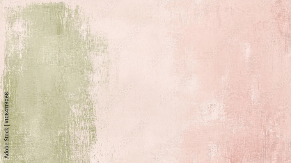 Poster wide abstract background featuring textured brushstrokes of green and pink paint, creating a soft an