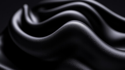 Obraz premium Smooth black fabric creates elegant waves, showcasing texture and depth in minimalist design. interplay of light and shadow enhances its sophisticated appearance